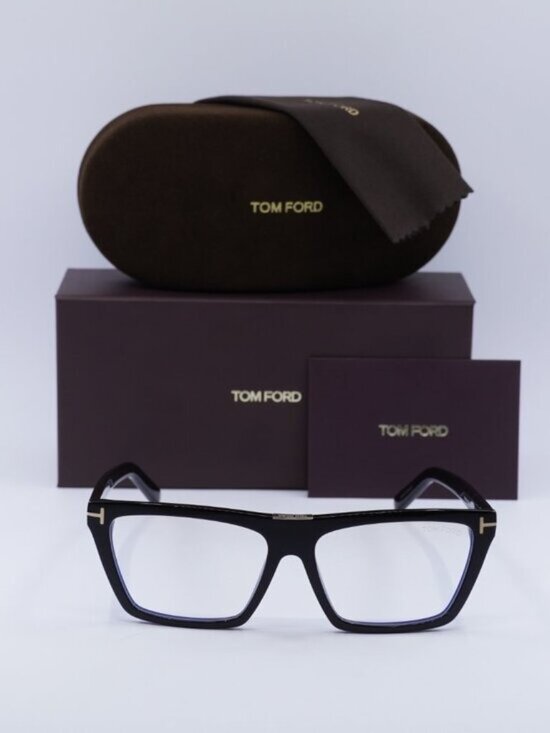 Tom Ford FT5912-B 001 Rectangle Eyeglasses 57mm – Shiny Black main image 5